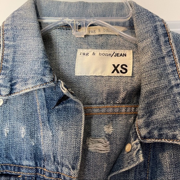 Rag and Bone denim jacket leather sleeves size xs - Picture 2 of 7